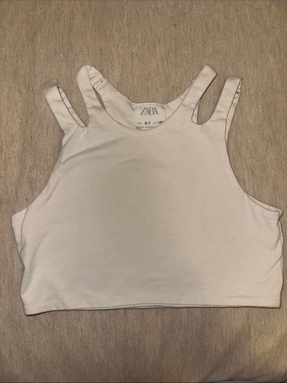 ZARA White Double-Strap Cropped Tank Top